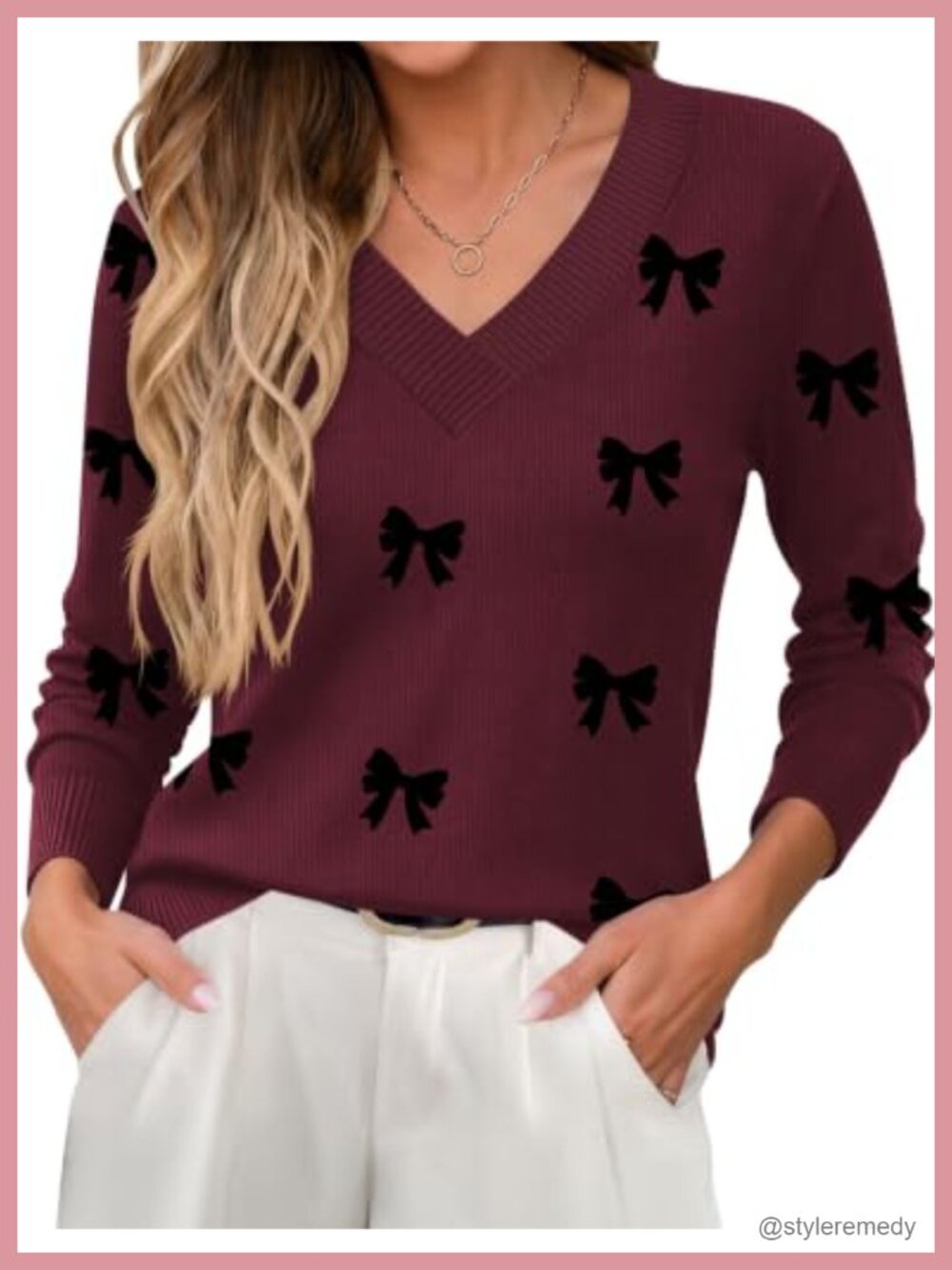 Womens V Neck Pullover Sweater Long Sleeve Lightweight Business Casual Knit Top